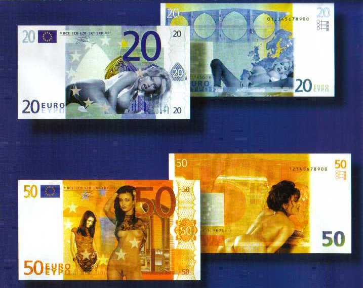banconota da 50 euro, banconota da 20 euro - clicca per ingrandire