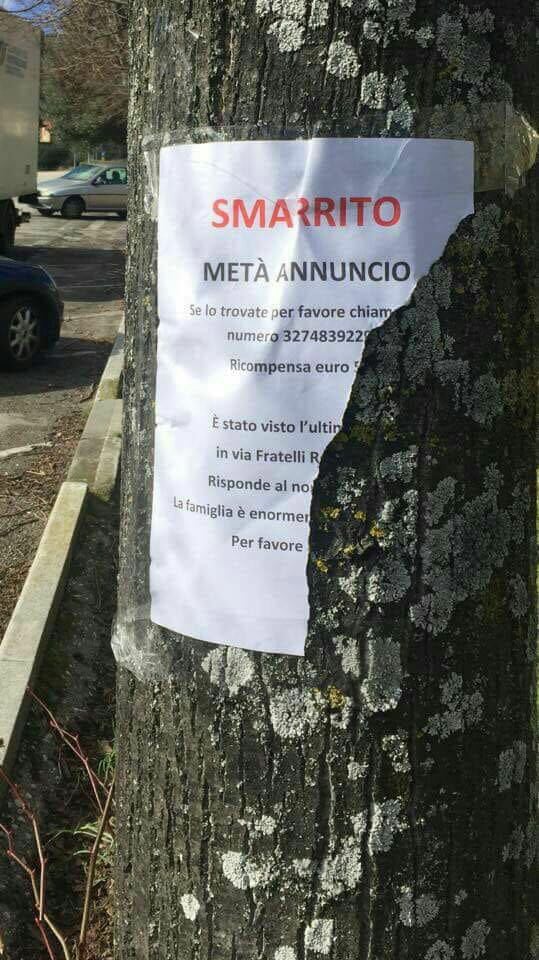 Smarrito metà annuncio