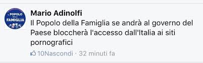 il popolo della famiglia se andrà al governo del paese bloccherà l'accesso dall'Italia ai siti pedopornografici