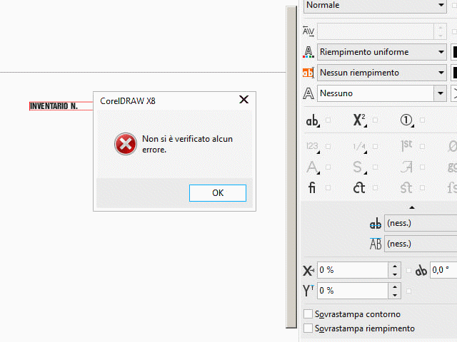 Corel Draw: non si è verificato alcun errore