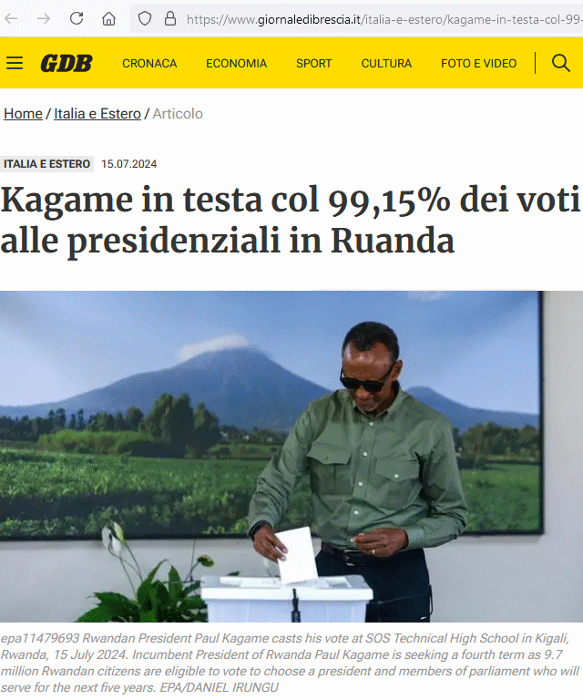 Kagame in testa