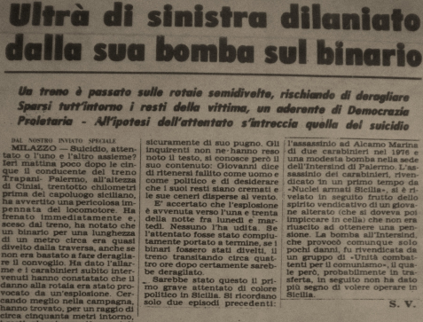 Peppino Impastato: Ultrà di sinistra dilaniato dalla sua bomba