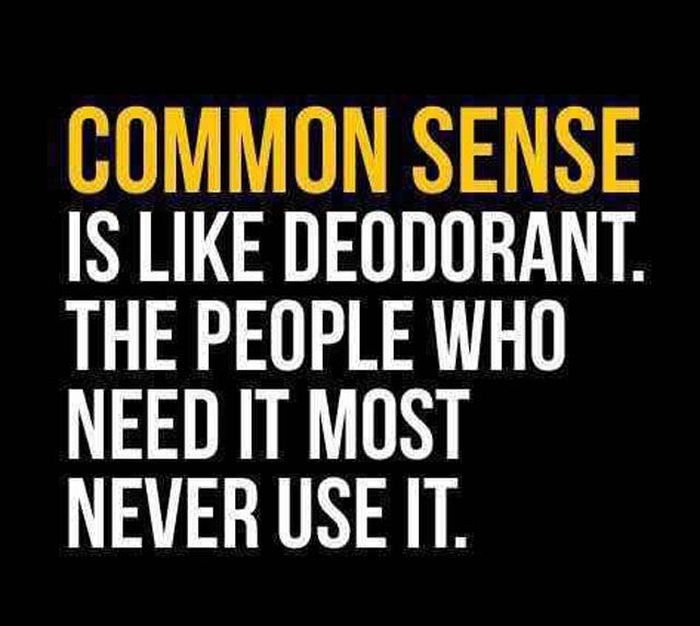 Common sense is like deodorant. The people who need it most never use it.