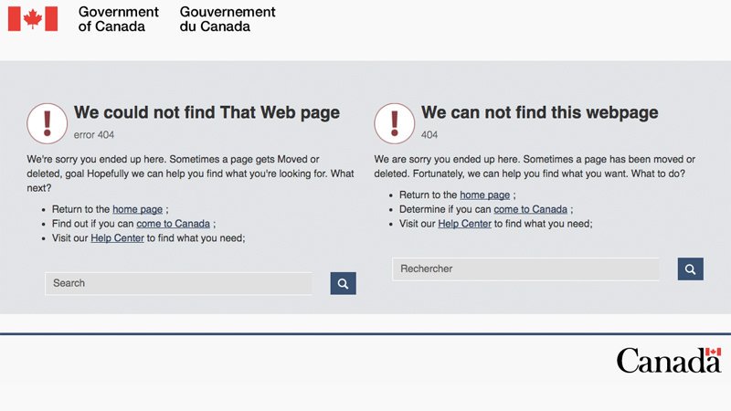 Canada: we could not find That Web page
