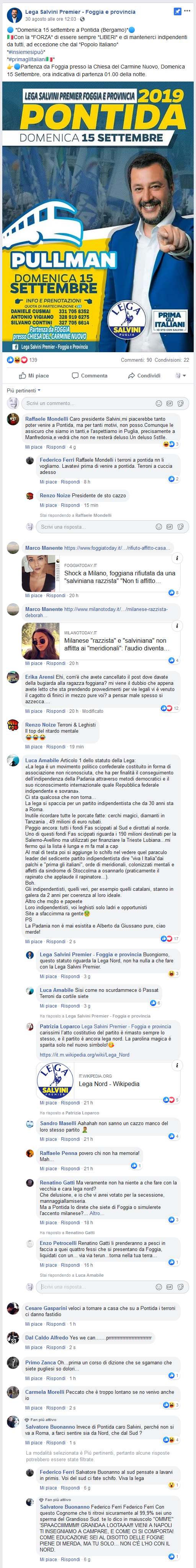 Salvini bus Foggia Pontida