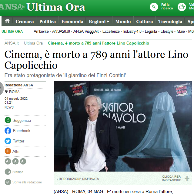 789 anni, Ansa