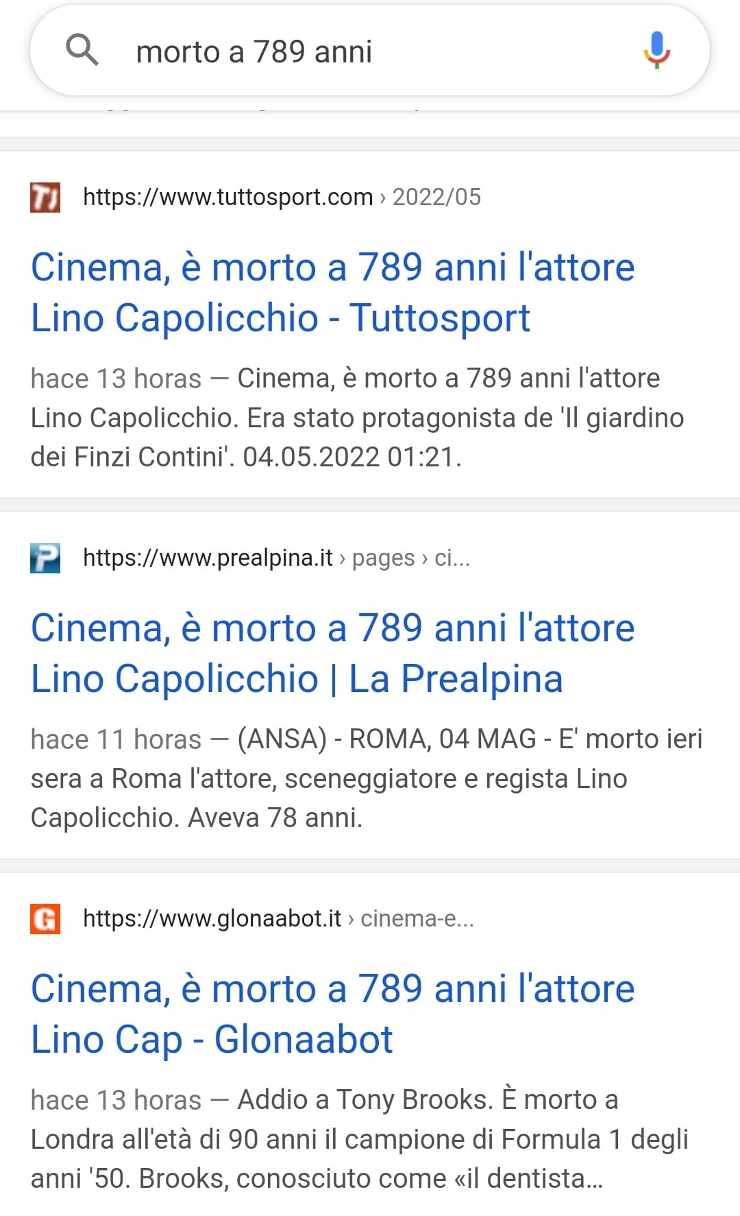 789 anni, Prealpina