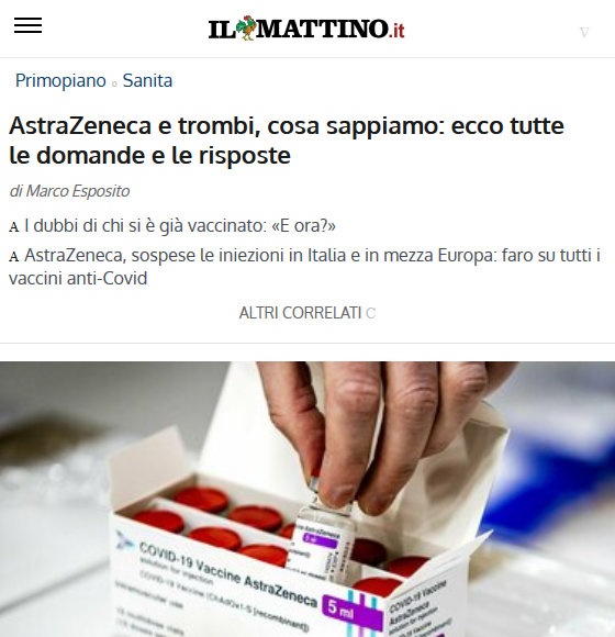 Astrazeneca e trombi