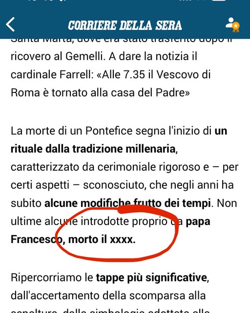 Papa Francesco morto il XXXX