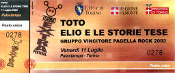 Biglietto del concerto di Elio e le Storie Tese al Palastampa di Torino - 11/7/2003